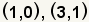 (1,0), (3,1)