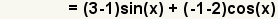 (p-q)(x)=(3-1)sin(x)+(-1-2)cos(x)